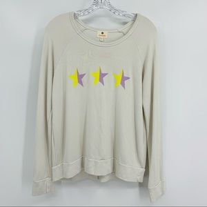 Sundry NWT Purple and Yellow Stars on Ivory Sweatshirt, Size 0 (XS)
